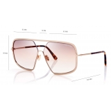 Tom Ford - Occhiali da Sole Warren Squadrati - Oro Rosa Marrone - FT0867 - Occhiali da Sole - Tom Ford Eyewear