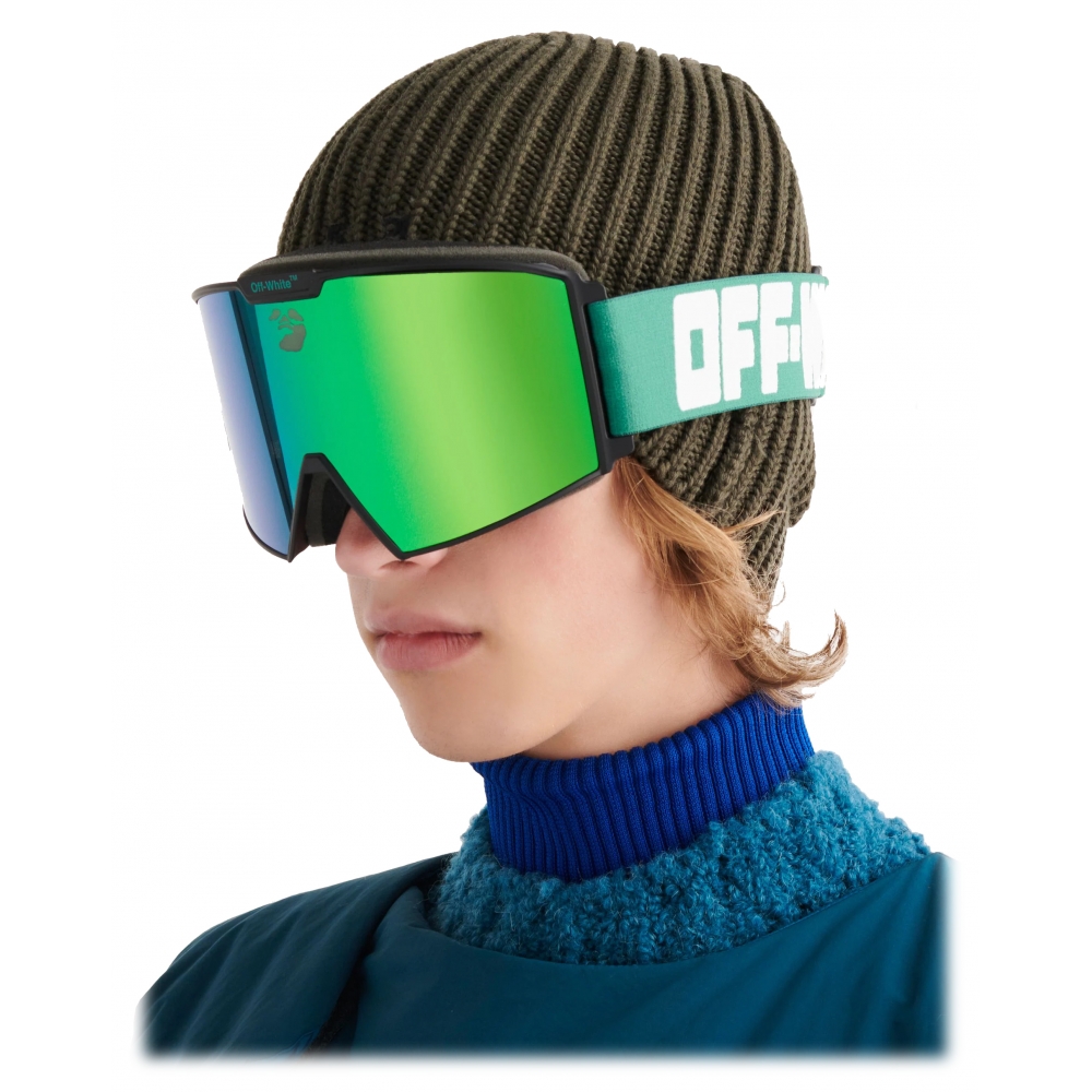 Off-White - Maschera da Sci con Lenti Specchiate - Verde