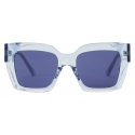 Jimmy Choo - Eleni - Occhiali da Sole Quadrati Azzurri con Logo JC Argento - Jimmy Choo Eyewear