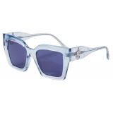Jimmy Choo - Eleni - Azure Square-Frame Sunglasses with Silver JC Emblem - Jimmy Choo Eyewear