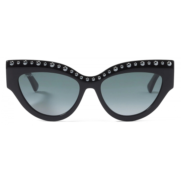 Jimmy Choo - Sonja - Black Cat-Eye Sunglasses with Jet Black Pearls - Jimmy Choo Eyewear