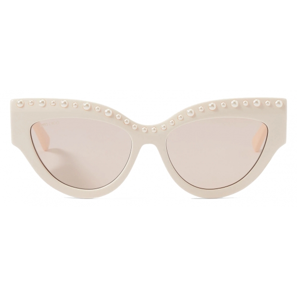Jimmy Choo - Sonja - Ivory Cat-Eye Sunglasses with Cream Pearls - Jimmy Choo Eyewear