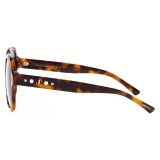 Jimmy Choo - Rella - Brown Havana Square-Frame Sunglasses with JC Emblem and Studs - Jimmy Choo Eyewear