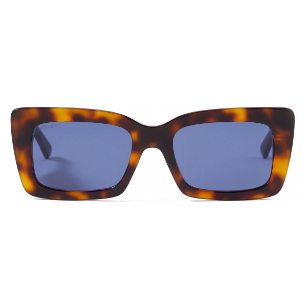 Jimmy Choo - Vita - Occhiali da Sole Quadrati Color Avana Scuro con Lenti Blu - Jimmy Choo Eyewear