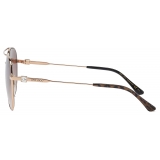 Jimmy Choo - Olly - Copper Gold Aviator Sunglasses with Brown Shaded Lenses and Crystal Embellishment - Jimmy Choo Eyewear