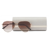 Jimmy Choo - Olly - Copper Gold Aviator Sunglasses with Brown Shaded Lenses and Crystal Embellishment - Jimmy Choo Eyewear