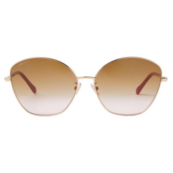 Jimmy Choo - Marilia - Copper Gold Cat-Eye Sunglasses with Brown and Pink Shaded Lenses - Jimmy Choo Eyewear