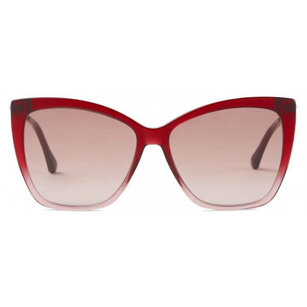 Jimmy Choo - Seba - Red Round-Frame Sunglasses with Crystal Embellishment - Jimmy Choo Eyewear
