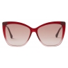 Jimmy Choo - Seba - Red Round-Frame Sunglasses with Crystal Embellishment - Jimmy Choo Eyewear