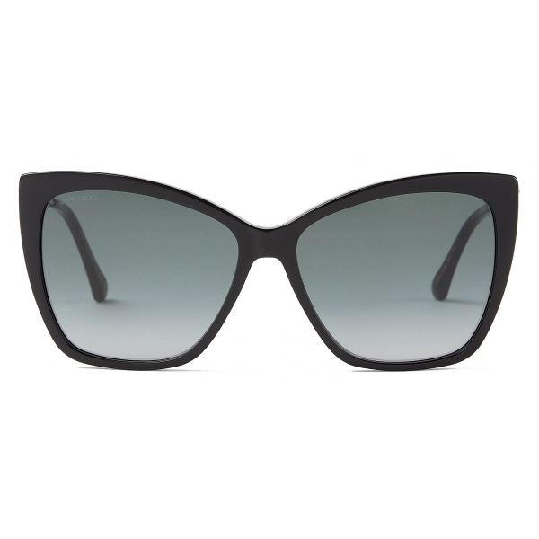 Jimmy Choo - Seba - Black Round-Frame Sunglasses with Crystal Embellishment - Jimmy Choo Eyewear
