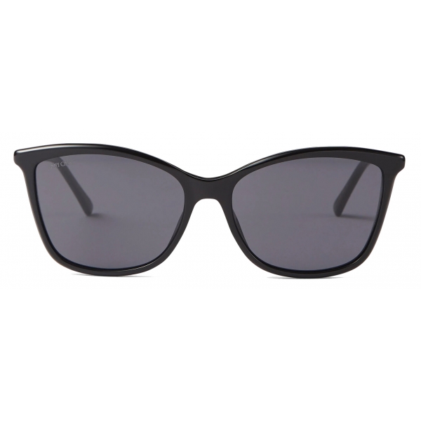 Jimmy Choo - Ba - Black Square-Frame Sunglasses with Glitter Temples ...