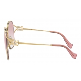 Miu Miu - Miu Miu Logo Sunglasses - Oversize - Gold Gradient Pink - Sunglasses - Miu Miu Eyewear