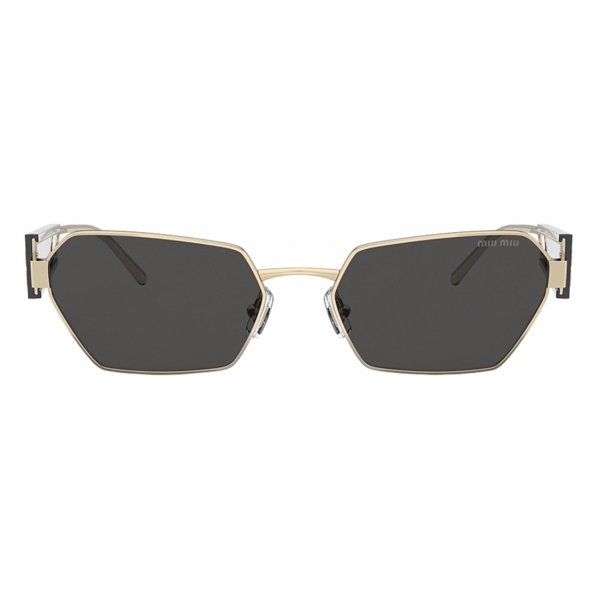 Miu Miu - Miu Miu Logo Sunglasses - Geometric - Pale Gold Slate ...