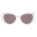Miu Miu - Miu Miu Logo Sunglasses - Oval - Opal Ice Dark Grey - Sunglasses - Miu Miu Eyewear