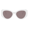 Miu Miu - Miu Miu Logo Sunglasses - Oval - Opal Ice Dark Grey - Sunglasses - Miu Miu Eyewear