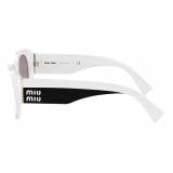 Miu Miu - Occhiali Miu Miu Logo - Ovale - Ghiaccio Opalino Grigio Scuro - Occhiali da Sole - Miu Miu Eyewear