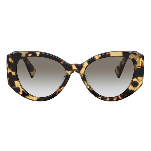 Miu Miu - Miu Miu Logo Sunglasses - Oval - Medium Tortoise - Sunglasses - Miu Miu Eyewear