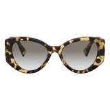 Miu Miu - Miu Miu Logo Sunglasses - Oval - Medium Tortoise - Sunglasses - Miu Miu Eyewear