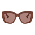Miu Miu - Miu Miu Logo Sunglasses - Square - Opal Mahogany Mocha - Sunglasses - Miu Miu Eyewear