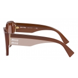 Miu Miu - Occhiali Miu Miu Logo - Squadrata - Mogano Opalino Moka - Occhiali da Sole - Miu Miu Eyewear