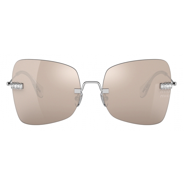 Miu Miu - Miu Miu Manière Sunglasses - Square - Silver White Gold - Sunglasses - Miu Miu Eyewear