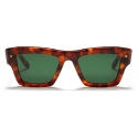Valentino - Squared Acetate Frame Sunglasses with Stud - Brown Havana Dark Green - Valentino Eyewear