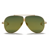 Valentino - Pilot Titanium Frame Sunglasses with Stud - Light Gold Gradient Green - Valentino Eyewear