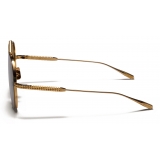 Valentino - Occhiale da Sole Pilot in Titanio con Stud - Oro Chiaro Verde Sfumato - Valentino Eyewear