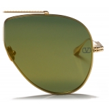 Valentino - Occhiale da Sole Pilot in Titanio con Stud - Oro Chiaro Verde Sfumato - Valentino Eyewear