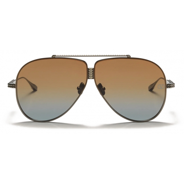 Valentino - Pilot Titanium Frame Sunglasses with Stud - Black Brown Blue Gradient - Valentino Eyewear