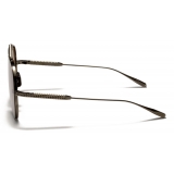 Valentino - Occhiale da Sole Pilot in Titanio con Stud - Nero Marrone Sfumato Blu - Valentino Eyewear
