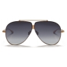 Valentino - Pilot Titanium Frame Sunglasses with Stud - Rose Gold Black Grey Gradient - Valentino Eyewear