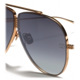 Valentino - Pilot Titanium Frame Sunglasses with Stud - Rose Gold Black Grey Gradient - Valentino Eyewear