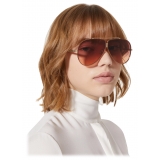 Valentino - Occhiale da Sole Pilot in Titanio con Stud - Oro Viola Sfumato Arancione - Valentino Eyewear