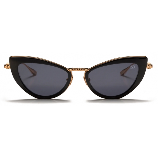 Valentino - Cat-Eye Titanium and Acetate Frame Sunglasses with Stud - Black Gray - Valentino Eyewear