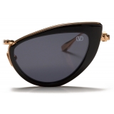 Valentino - Cat-Eye Titanium and Acetate Frame Sunglasses with Stud - Black Gray - Valentino Eyewear