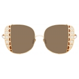 Linda Farrow - Amelia Oversized Sunglasses in Rose Gold- LFL1003C5SUN - Linda Farrow Eyewear