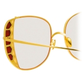 Linda Farrow - Amelia Oversized Sunglasses in Yellow Gold- LFL1003C1SUN - Linda Farrow Eyewear