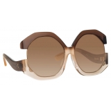 Linda Farrow - Bardot Oversized Sunglasses in Brown - LFL1071C4SUN - Linda Farrow Eyewear