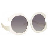Linda Farrow - Bardot Oversized Sunglasses in White - LFL1071C3SUN - Linda Farrow Eyewear