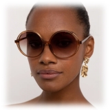 Linda Farrow - Bianca Round Sunglasses in Brown - LFL989C2SUN - Linda Farrow Eyewear