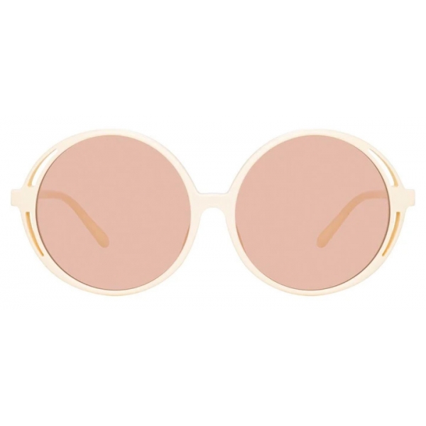 Linda Farrow - Bianca Round Sunglasses in White - LFL989C3SUN - Linda Farrow Eyewear