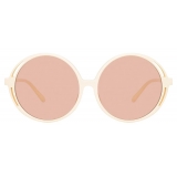 Linda Farrow - Bianca Round Sunglasses in White - LFL989C3SUN - Linda Farrow Eyewear