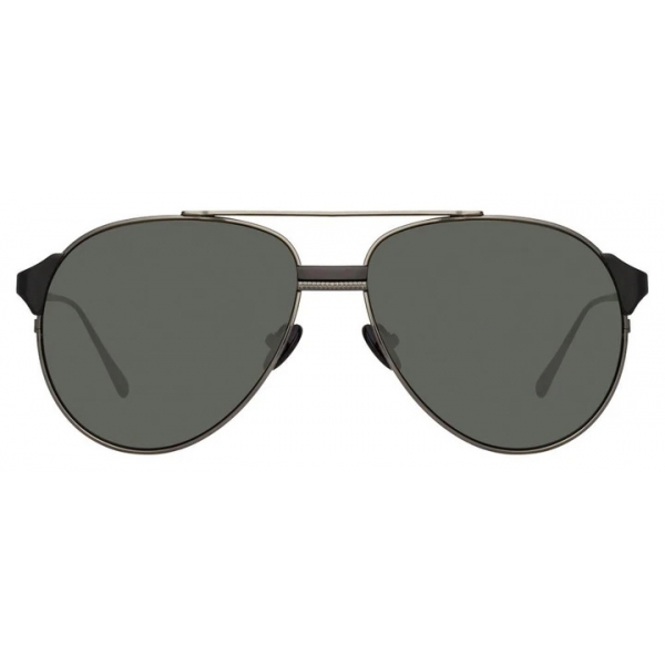 Linda Farrow - Brooks Aviator Sunglasses in Nickel - LFL1041C3SUN - Linda Farrow Eyewear