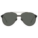 Linda Farrow - Brooks Aviator Sunglasses in Nickel - LFL1041C3SUN - Linda Farrow Eyewear