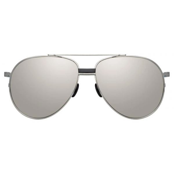 Linda Farrow - Brooks Aviator Sunglasses in White Gold and Silver - LFL1041C2SUN - Linda Farrow Eyewear