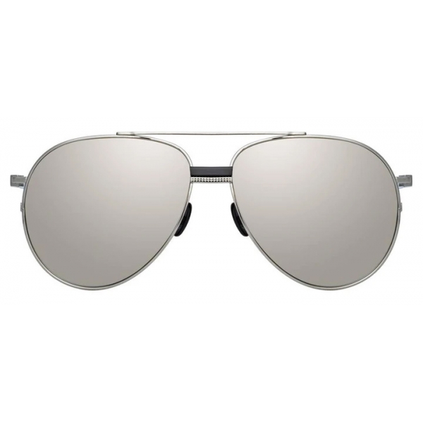 Linda Farrow - Occhiali da Sole Aviator Brooks in Oro Bianco e Argento - LFL1041C2SUN - Linda Farrow Eyewear