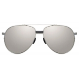 Linda Farrow - Occhiali da Sole Aviator Brooks in Oro Bianco e Argento - LFL1041C2SUN - Linda Farrow Eyewear