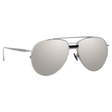 Linda Farrow - Brooks Aviator Sunglasses in White Gold and Silver - LFL1041C2SUN - Linda Farrow Eyewear