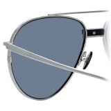 Linda Farrow - Brooks Aviator Sunglasses in White Gold and Silver - LFL1041C2SUN - Linda Farrow Eyewear